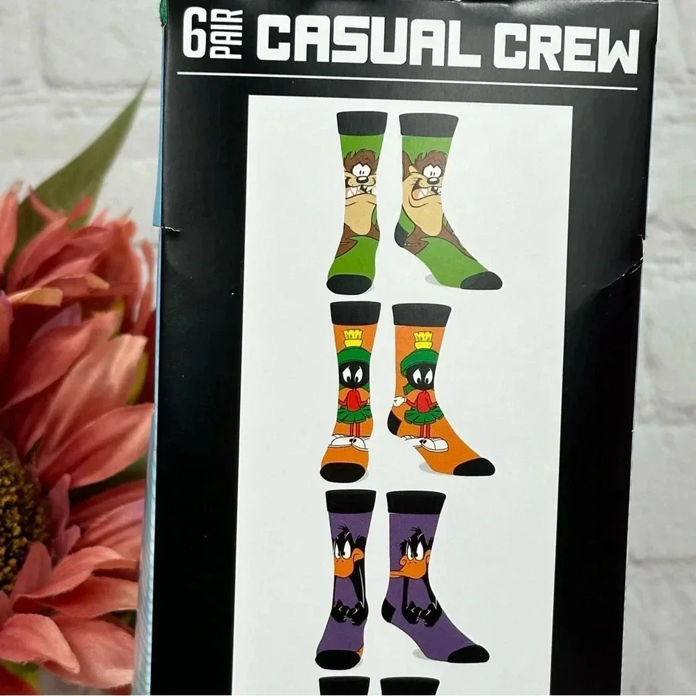 looney tunes casual crew socks bugs bunny daffy duck tweety bird marvin